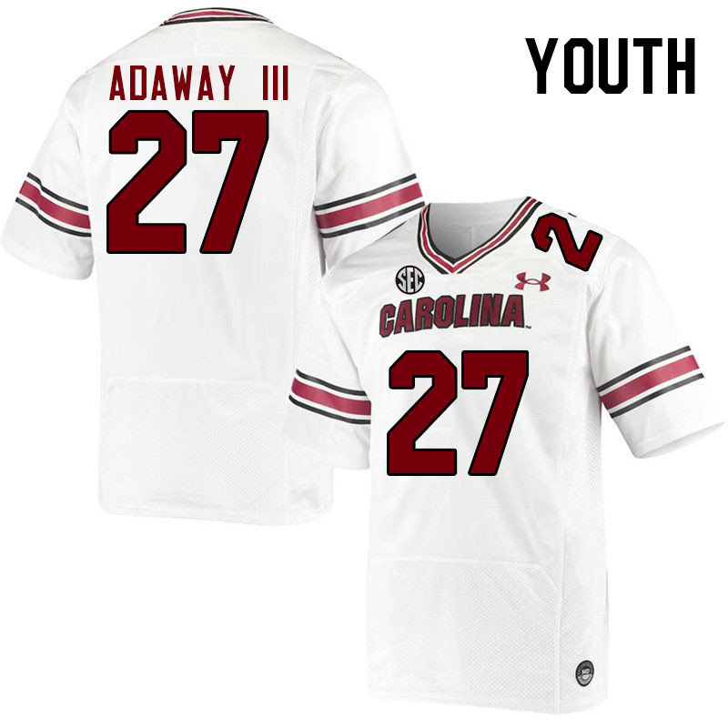 Youth #27 Oscar Adaway III South Carolina Gamecocks College Football Jerseys Stitched-White